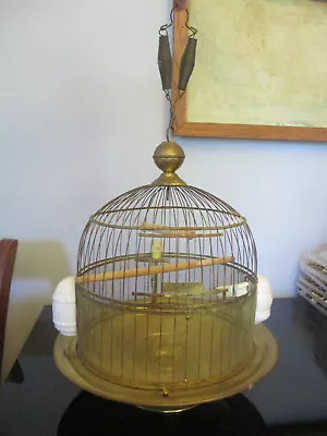 Antique VIntage Hendryx Dome Brass Wire Hanging Bird Cage House Parakeet Canary! • $150