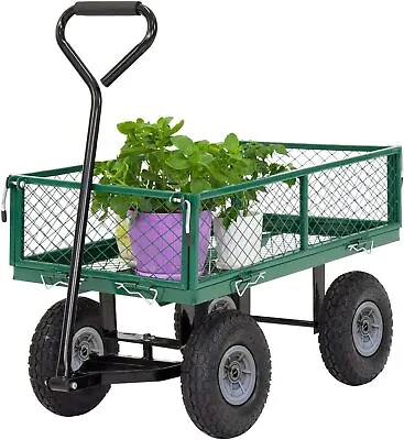 Garden Carts Yard Dump Wagon Cart Lawn Utility Cart Outdoor Steel • $109.23