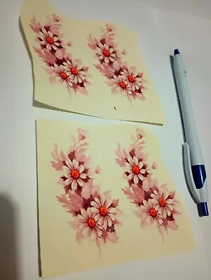 Vintage Water Transfer Ceramic Decals 4 Pink Daisy Sprays. • $4