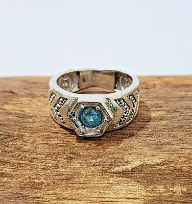Popular Blue Topaz Designer Ring Solid 925 Silver Handmade Gift Men's Ring S331 • $14.44