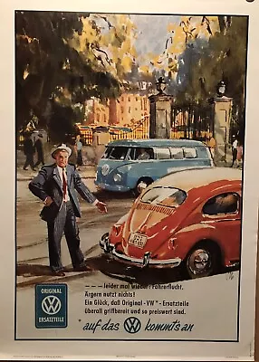 VW/Bus Street Scene Reprint Licensed Factory Car Poster! Rare Version! Own It! • $39.95