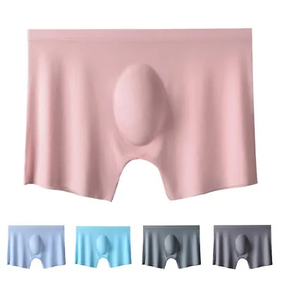 Mens Sexy Ice Silk Briefs Underwear Boxer Shorts Bulge Pouch Underpants Trunks • $3.78