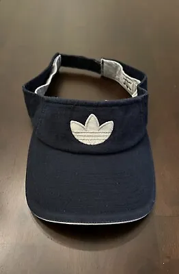 VINTAGE Adidas Trefoil Logo Navy Sports Visor Adjustable Tennis Golf Hat Cap • $11.99