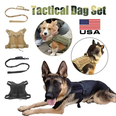 Tactical Dog Harness With Handle For Large Dogs Adjustable Military Dog Vest US • $9.99