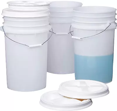 7 Gallon Natural Food Grade Buckets + White Gamma Seal Lids BPA Free Container  • $123.28