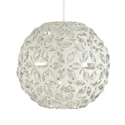 Jewelled Ball Ceiling Pendant Light Shade Cream Moroccan Style Lighting Easy Fit • £29.99