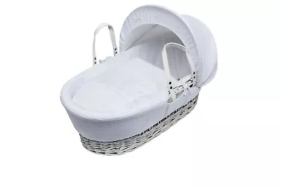 £19.99 • Buy White Waffle With Bows Moses Basket Bedding Set 4 Piece Dressings (No Basket)