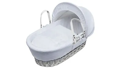 White Waffle With Bows Moses Basket Bedding Set 4 Piece Dressings (No Basket) • £21.99