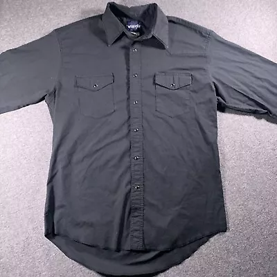 Wrangler Shirt Mens L Western Black Pearl Snap Long Sleeve Cowboy Rodeo • $19.99