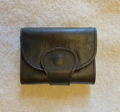 Black Leather Belt Loop Billfold Snaps Made In Italy Multiple Compartments • $8