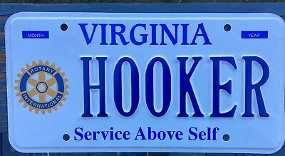 Expired Va DMV Virginia Issued License Plate HOOKER Personalized Vanity Man Cave • $125