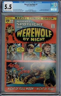 Cgc 5.5 Marvel Spotlight #2 1st Appearance Werewolf By Night 1972  • $339.99
