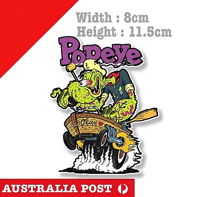 Popeye Sailor As Hot Rod Rider Rat Fink Style American Hot Rod Car Sticker • $7