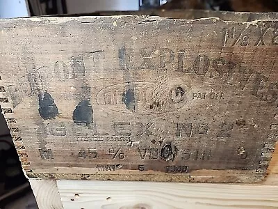 DuPont Explosives Wood Crate Box 50 Lbs Gelex  1940s Dovetailed Mining • $79