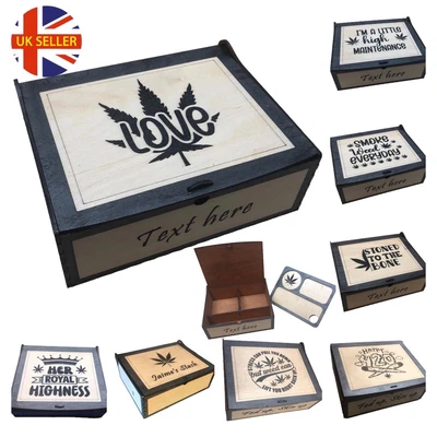 £19.99 • Buy Personalised Wooden Smokers Box With Rolling Tray. Tobacco Box. Many Designs.