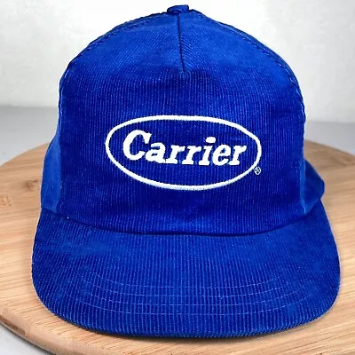 Vintage Corduroy Blue Trucker Hat Cap SnapBack  - Carrier  Made In USA • $34.88