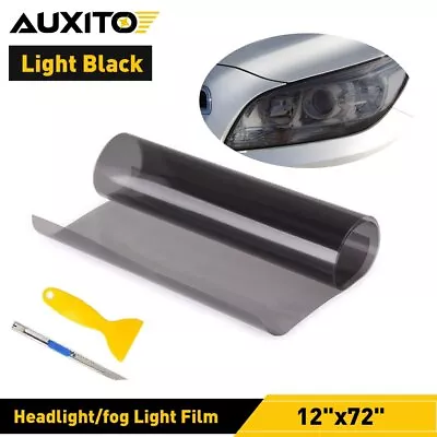 Headlight Taillight Fog Light Window Tint Vinyl Film 12  X 72  Smoke Black US • $10.44