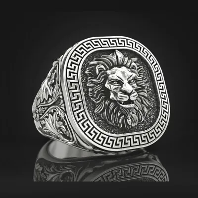 Lion Men Ring 925 Sterling Silver Statement King Men Ring Biker  Silver Jewelry • $59