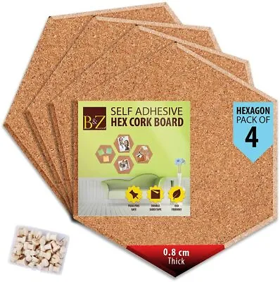 £44.99 • Buy B&Z Cork Tiles Hexagon Self Adhesive Mini Wall Bulletin Boards Pin Memo Notice 