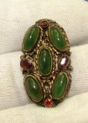 Vintage North South Green Cabochons & Faceted Purple Stones Fur/Dress Clip • $29.99