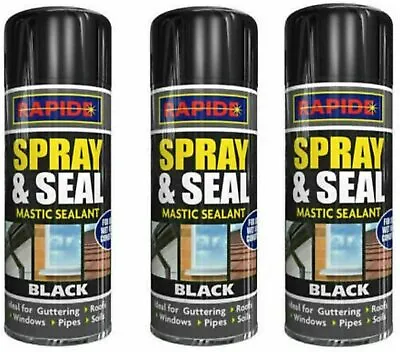 £12.95 • Buy Black Spray N Seal Mastic Black Spray Paint Sealant Roof Window Pipes Guttering