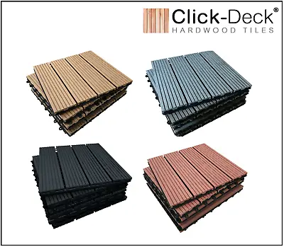 CLICK-DECK - COMPOSITE Decking Tiles Interlocking Deck Tile Patio Balcony Garden • £39.50