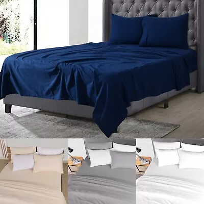 $56.99 • Buy 100% Cotton Flannelette Sheet Set Single Double Queen King Single Size Bedding 