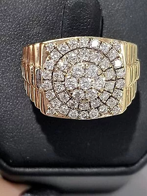 1.10 Carat Round Moissanite Men's Wedding Cluster Ring 14k Yellow Gold Plated • $249