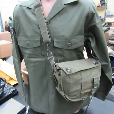 US GI M17 Gas Mask Bag Canvas Great Purse Wear Nice Patina Markings (G4) • $16