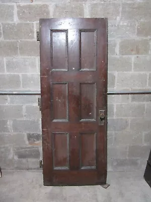 ~ Antique Oak 6 Panel Door With Hardware A ~ 32 X 81 ~ Architectural Salvage ~ • $275