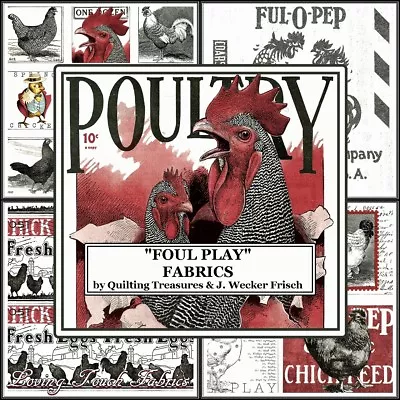 Qt J. Wecker Frisch  Fowl Play  Country Chicken Rooster Fabrics (selection) • $6.99