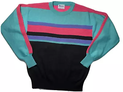 VTG 70s 80s MEISTER 4 Color Striped Pullover Wool Knit Ski Snow Sweater Small • $39.99