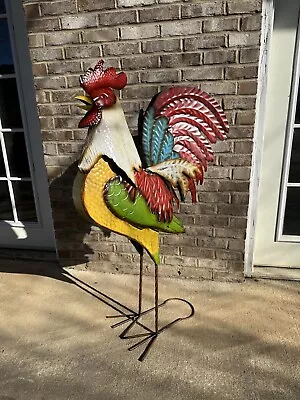 GIANT 5 Ft Tall Rooster Metal Statue Garden Art Yard Chicken • $449.95