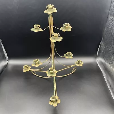 Vintage Painted Metal Candelabra 10 Candles 4 Tiers Aged Patinaed 16.5  Tall   • $32