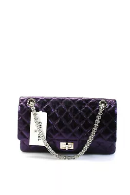 Chanel Metallic Quilted Leather 2.55 Reissue Double Flap Bag Handbag Purple • $9699.99