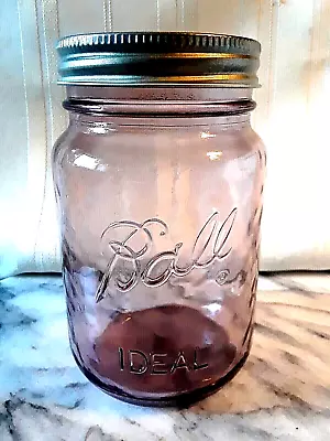 BALL PINK Pint Mason Jar ~ Hammered ROSE Glass~  Collector's Edition  ~ USA • $13.97