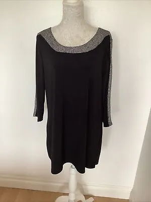 £7.99 • Buy Forever By Michael Gold Ladies Black & Silver Tunic Top Size XL Christmas Party
