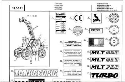Manitou MLT628 Parts Catalog • £29.99