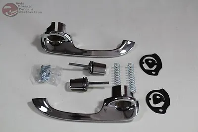 65-68 Chevy Impala Outer Exterior Chrome Push Button Door Handles Pair Set New • $137.12