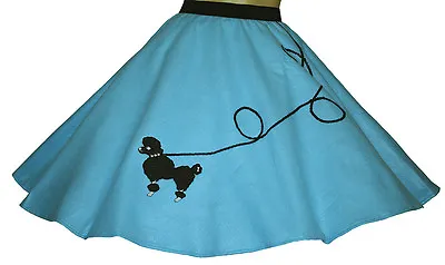 Aqua Blue FELT Poodle Skirt _ Girl Size SMALL (Ages 4-6) _ Waist 20 - 26  _ L18  • $25.95