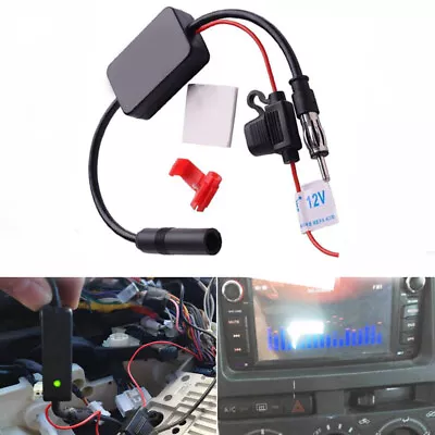 Universal 12V Car FM Radio Aerial Antenna Signal Reception Amplifier Booster Kit • £8.99