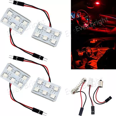 4X Red T10 BA9S Festoon 5050 6 SMD LED Car Interior Dome Trunk Panel Light Bulbs • $9.78