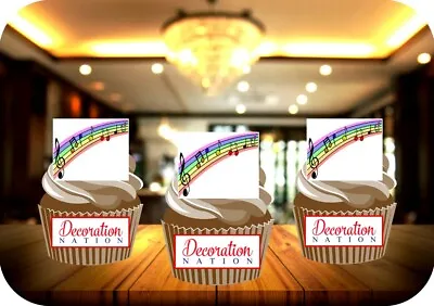 £2.85 • Buy Rainbow Musical Notes 12 Edible STANDUP Cake Toppers Decoration Birthday Music