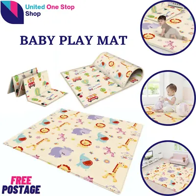 £15.79 • Buy 2Side Baby Play Mat Soft Kids Crawling Blanket Folding Cartoon Waterproof Carpet