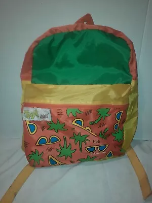 Vintage 1986 Jam Bags Back Pack Book Bag Orange Yellow Green 80s Movie Prop • $51.27