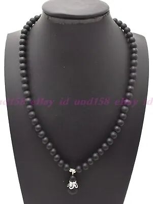 Mens Beads Necklace Black Matte Onyx Gemstone Healing Stone Chakra 6mm • $4.74