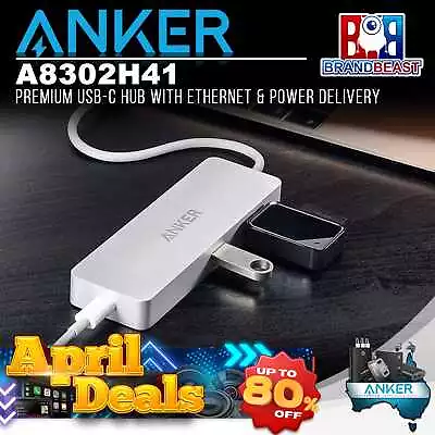 Anker A8302H41 Premium USB-C Hub With Ethernet & Power Delivery - Silver • $115.33