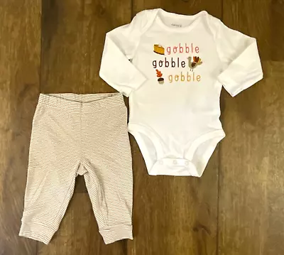 Carter's Thanksgiving Outfit 6 Months Turkey Bodysuit Pants Baby Fall Gobble Pie • $7.99