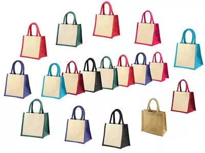 Jute Bags SMALL Size Hessian Luxury Tote Eco Reusable Gift Hamper Bags • £4.99