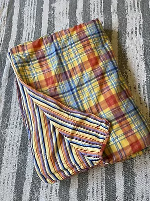 Tommy Hillfiger Brushed Flannel Duvet Yellow Multi Plaid Stripe Reverse Twin • £38.55